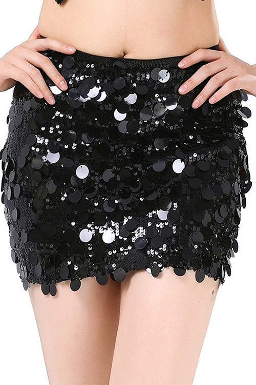 Margovil Shiny Sequin Bodycon Mini Skirt