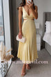 7 Colors Chicest V Neck Cut Out Waist Sleeveless Pleated Maxi Dress