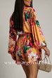 Wrap V Neck Long Sleeves Tie Waist Floral Print Romper