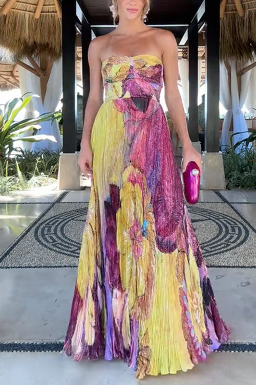 Pleated Swing Maxi Dress