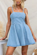 Adjustable Strap A-line Denim Mini Dress
