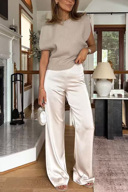 Margovil High Rise Straight Leg Satin Pants