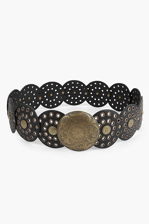 Margovil Vintage Rivet Metal Buckle Boho Disic Belt