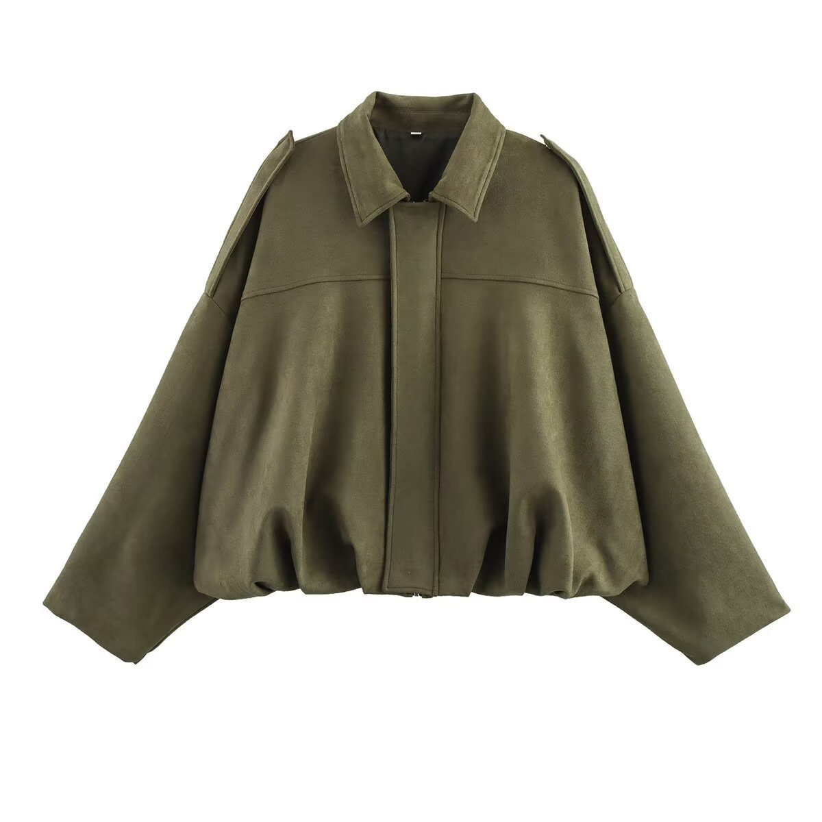 Margovil Lapel Zip Up Trendy Bomber Jacket