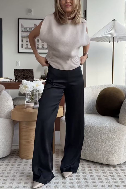 Margovil High Rise Straight Leg Satin Pants