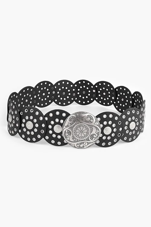 Margovil Vintage Rivet Metal Buckle Boho Disic Belt