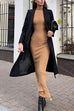 Margovil Mockneck Long Sleeves Bodycon Knit Maxi Dress