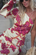 Margovil One Shoulder Long Sleeve Floral Print Maxi Dress