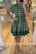 Short Sleeves Button Up Geometric Print Mini Dress