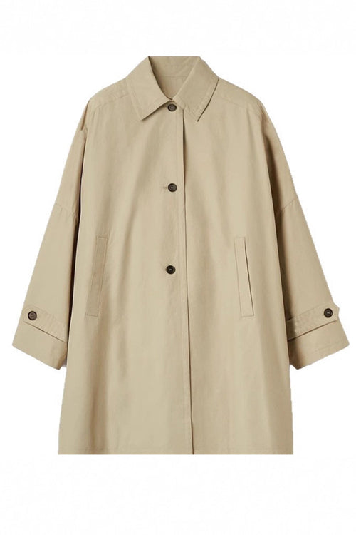 Margovil Lapel Single Breasted Pocketed Oversized Coat