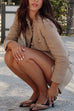 Button Up Frayed Hem Short Tweed Jacket