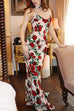 Margovil Spaghetti Strap Open Back Floral Print Maxi Dress