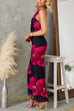 Open Back Sleeveless Floral Print Mesh Stretchy Maxi Dress