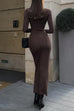 Margovil Mockneck Long Sleeves Bodycon Knit Maxi Dress