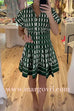 Short Sleeves Button Up Geometric Print Mini Dress