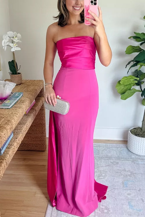 Elegant Strapless Tube Patchwork Maxi Party Dress