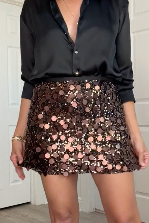 Margovil Glitter Sequin Bodycon Mini Skirt