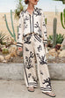 Margovil Wide Leg Reef Print Satin Pants