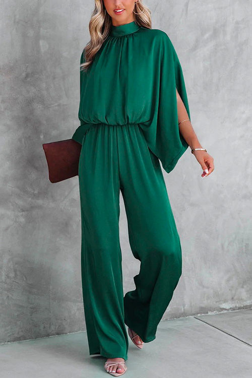Margovil  Stand Collar Slit Sleeve Waisted Wide Leg Jumpsuits( in 5 Colors)