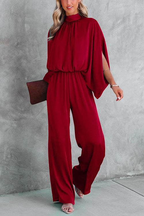 Margovil  Stand Collar Slit Sleeve Waisted Wide Leg Jumpsuits( in 5 Colors)