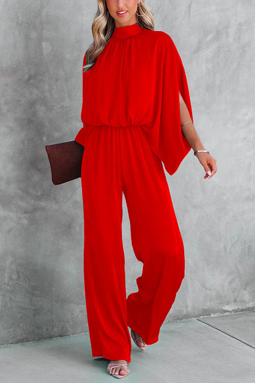 Margovil  Stand Collar Slit Sleeve Waisted Wide Leg Jumpsuits( in 5 Colors)