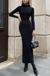 Margovil Mockneck Long Sleeves Bodycon Knit Maxi Dress
