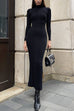 Margovil Mockneck Long Sleeves Bodycon Knit Maxi Dress