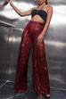 Margovil Sparkly Elastic Waist Wide Leg Sequin Pants