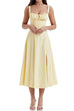Margovil Drawstring Neck Slit Bustier Midi Cami Dress