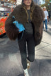 Margovil Open Front Winter Faux Fur Teddy Coat