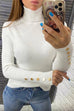 Margovil Turtleneck Gold Buttons Ribbed Knit Top
