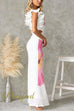 Frill One Shoulder Sleeveless Floral Print Bodycon Maxi Dress