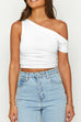 Margovil Asymmetrical Shoulder Ruched Crop Top