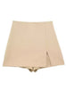Zipper High Waist Slit Front Skort