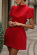 Margovil Mockneck Petal Sleeves Bow Knot Cut Out Mini Dress