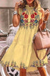 Margovil Casual Ruffle Floral Printed Midi Tiered Dress