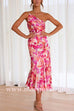 Margovil One Shoulder High Waist Mermaid Floral Cami Dress