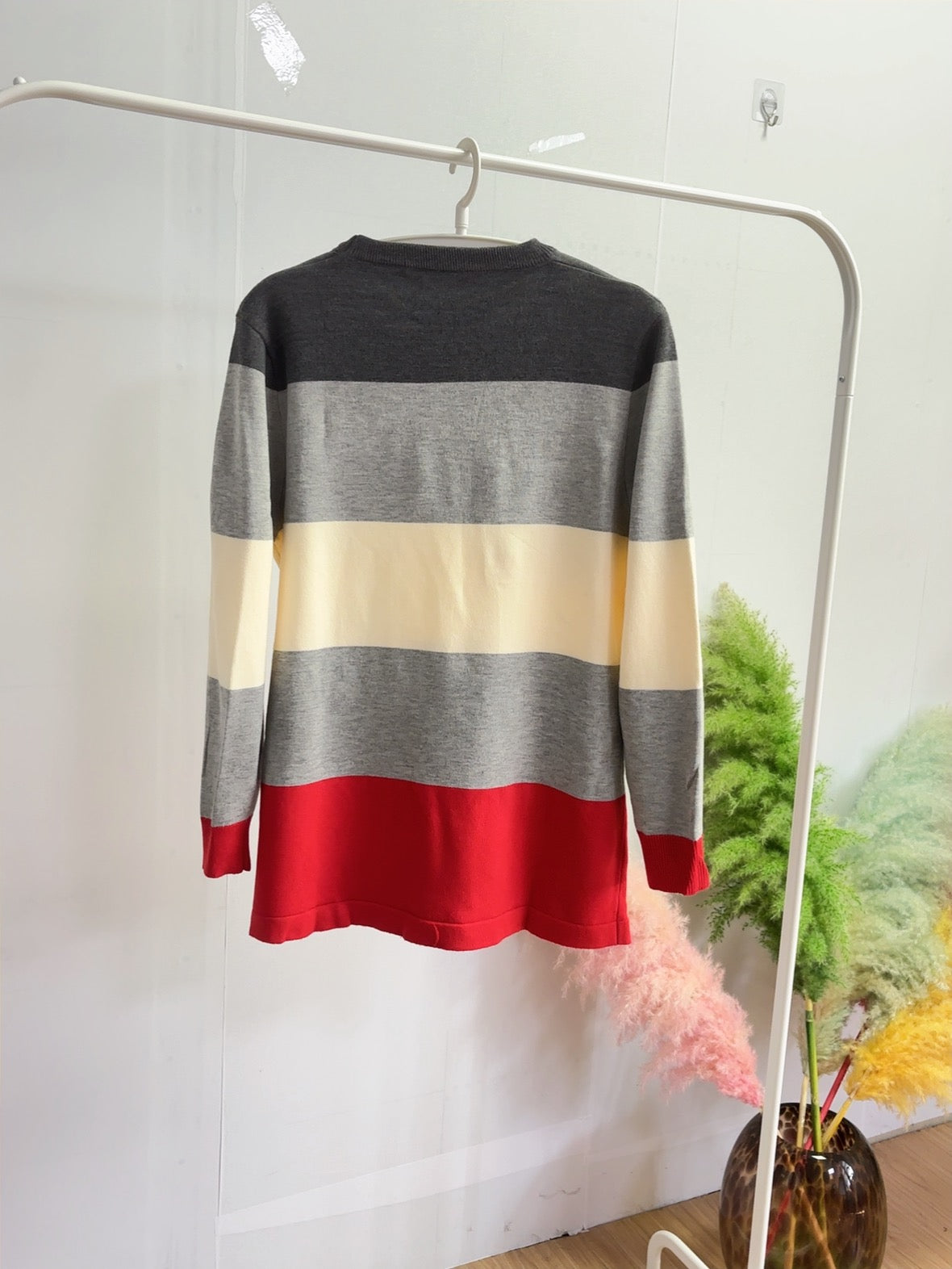 Margovil Color Block Pocket Casual Striped Sweater