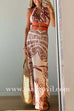 Halter V Neck Backless Side Slit Print Maxi Dress
