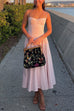 Margovil Spaghetti Strap Pocketed Corset Swing Midi Dress