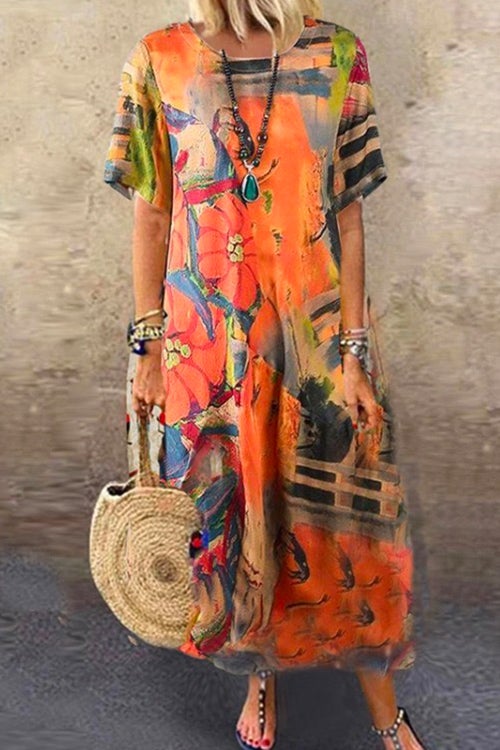 Katie Graphic Printed Loose MAXI Dress