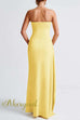 Margovil Strapless Tube Draped Slit Maxi Party Dress
