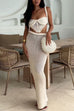 Margovil Side Slit Knit Bodycon Maxi Skirt