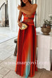 Strapless Twist Front Cut Out Colorful Mesh Maxi Dress
