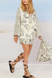 Margovil Collared V Neck Shirt and Side Slit Shorts Vitamin Sea Print Set