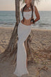 Margovil Side Slit Knit Bodycon Maxi Skirt