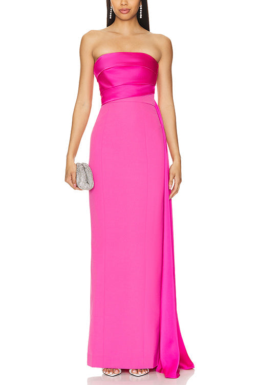 Elegant Strapless Tube Patchwork Maxi Party Dress