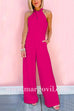 Sleeveless Halter Waisted Wide Leg Jumpsuit