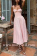 Margovil Drawstring Neck Slit Bustier Midi Cami Dress