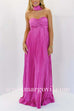 Margovil Strapless Back Lace-up Satin Pleated Maxi Party Dress